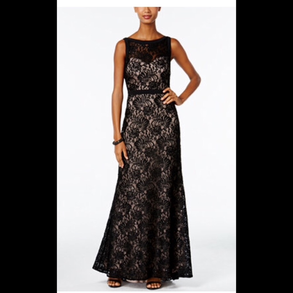 Nightway Sequined Lace Gown
